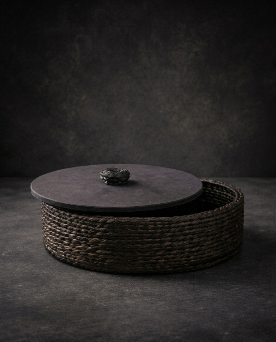 HANDMADE SABAI GRASS ROTI CASSEROLE WITH WOODEN LID