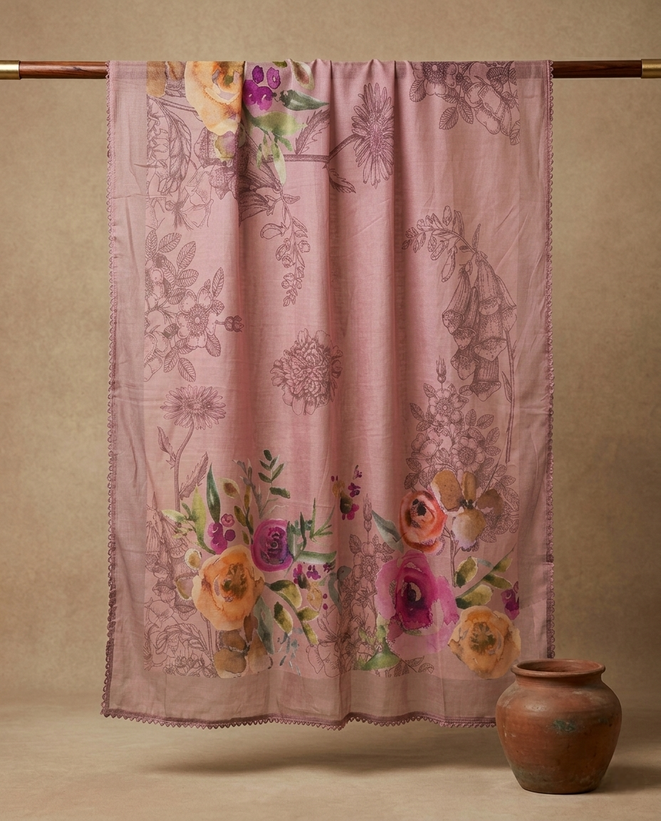 PINK AURA MUL BANARASI BRASSO 3 PC SUIT FABRIC