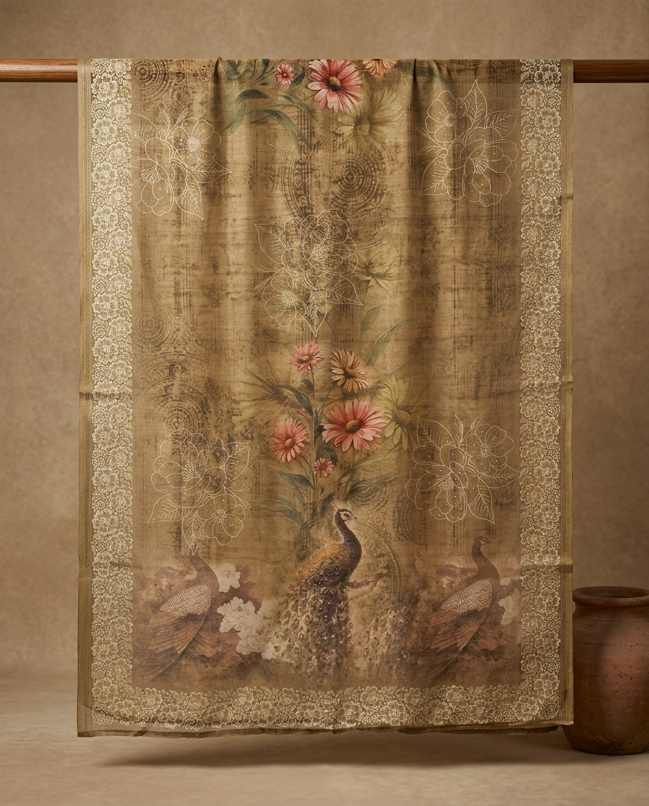 ROSE GRACE COTTON LINEN GREEN 3 PC SUIT FABRIC
