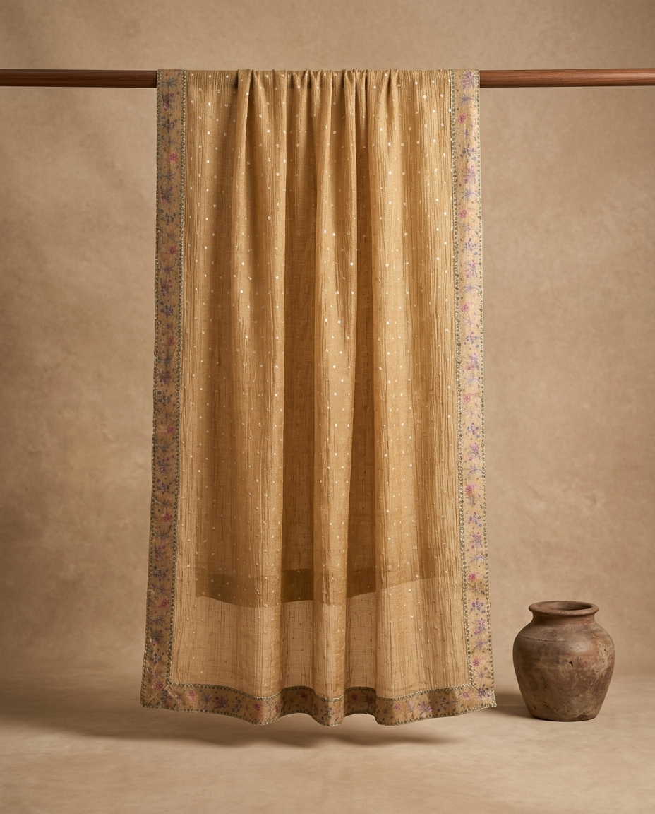 GULZAR HERITAGE MUL CHANDERI MUSTARD YELLOW  3 PC SUIT FABRIC