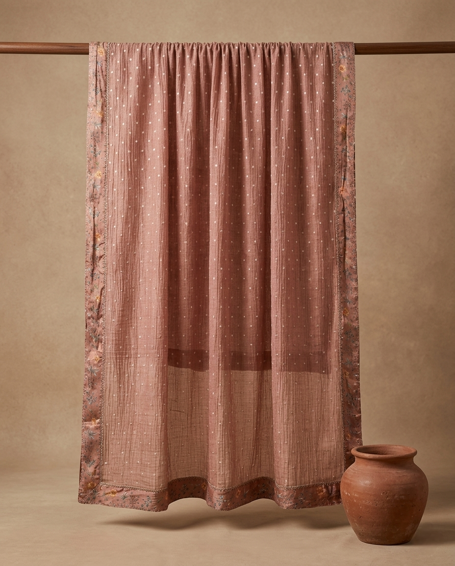 GULZAR HERITAGE MUL CHANDERI PEACH 3 PC SUIT FABRIC