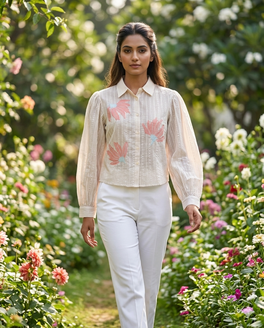 BRASSO COTTON CREAM CROP STYLE TOP