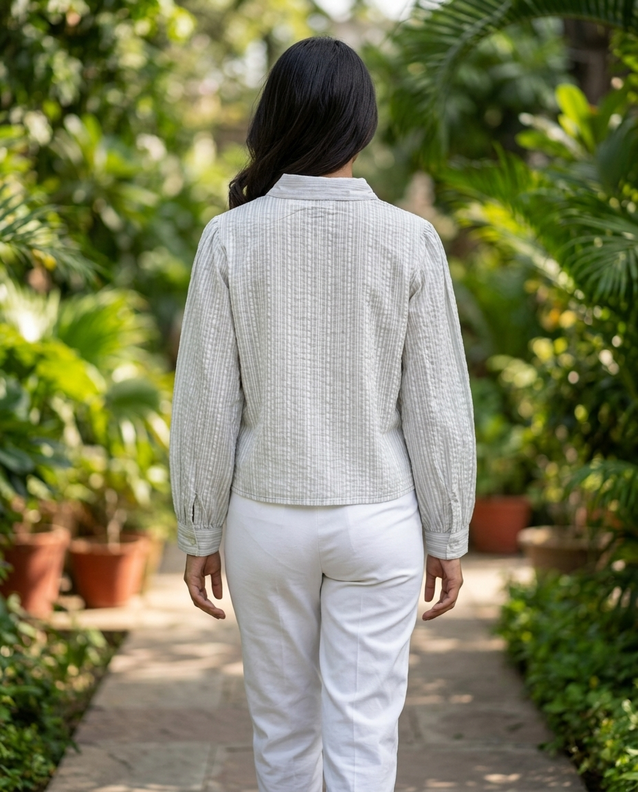 BRASSO COTTON GREY CROP STYLE TOP