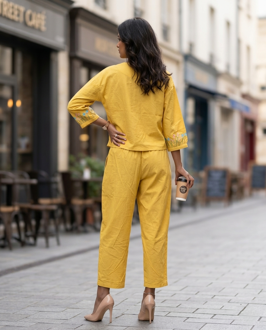 SAPPHIRE CALM PREMIUM MUL YELLOW CORD SET