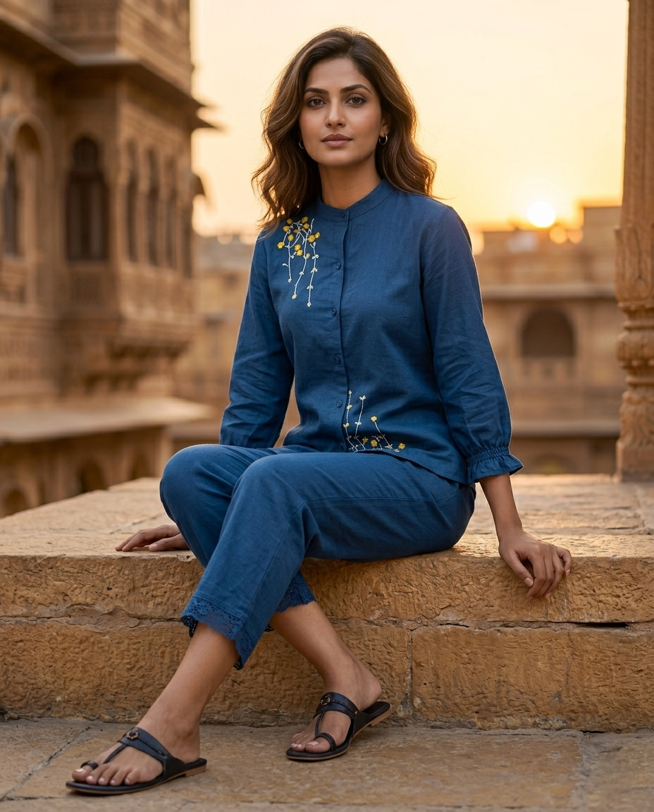 CLASSIC COMFORT BLUE COTTON CORDSET