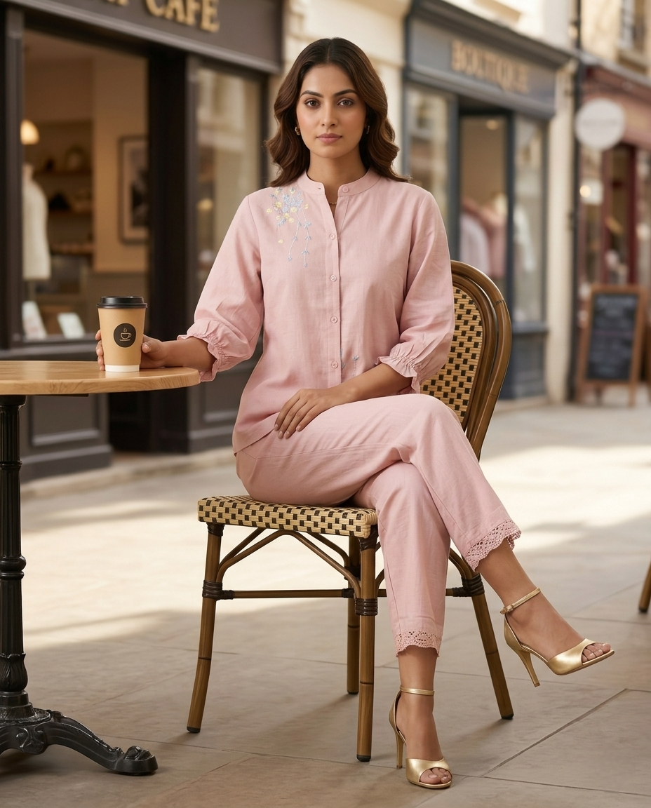 CLASSIC COMFORT PINK COTTON CORDSET