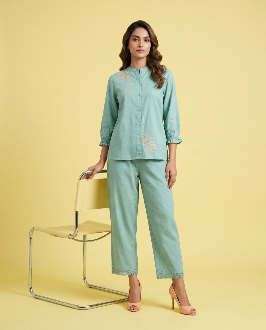 CLASSIC COMFORT SEA GREEN COTTON CORDSET