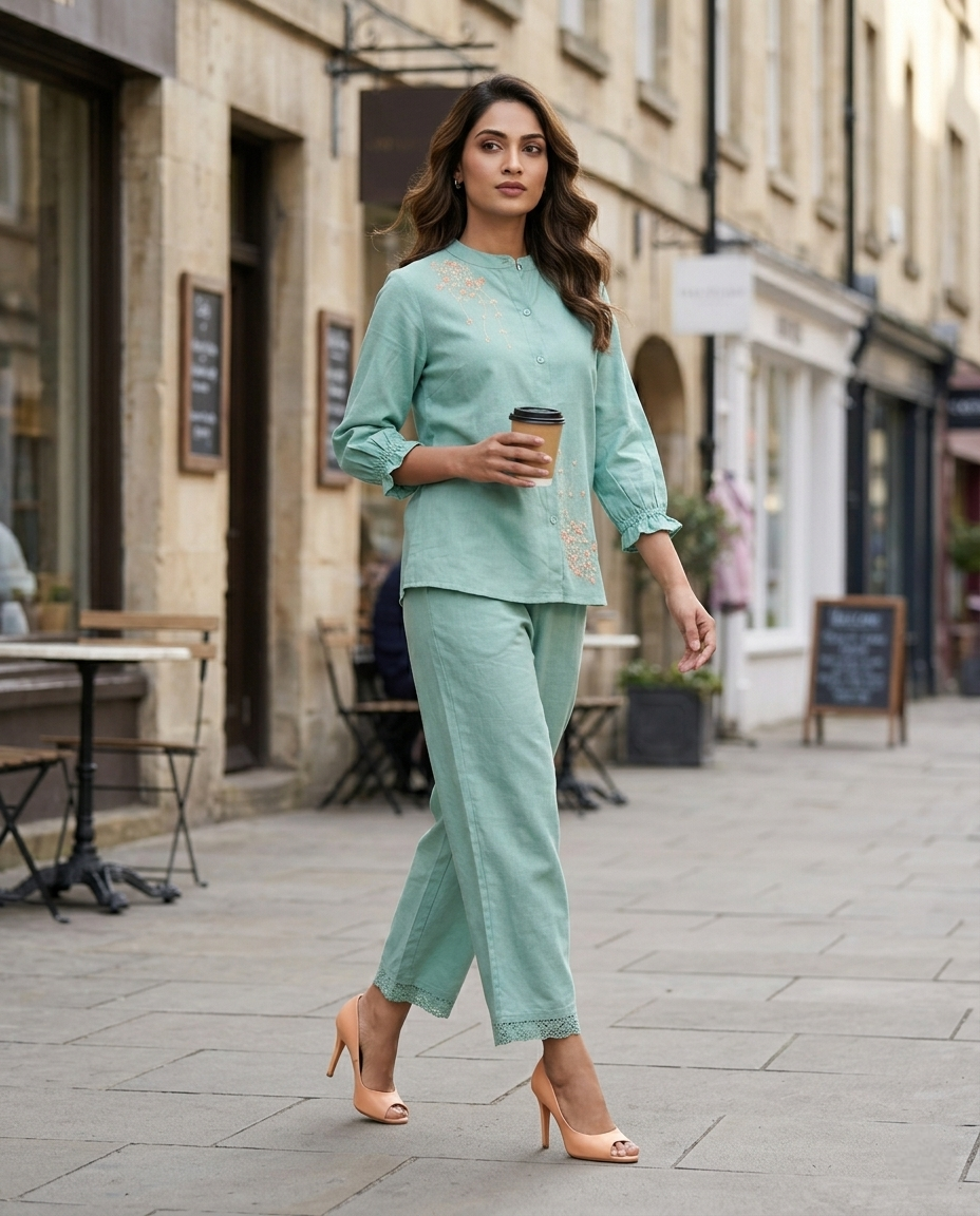 CLASSIC COMFORT SEA GREEN COTTON CORDSET