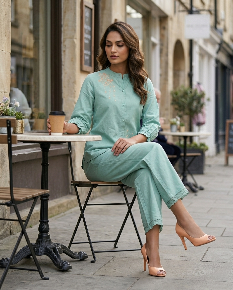 CLASSIC COMFORT SEA GREEN COTTON CORDSET