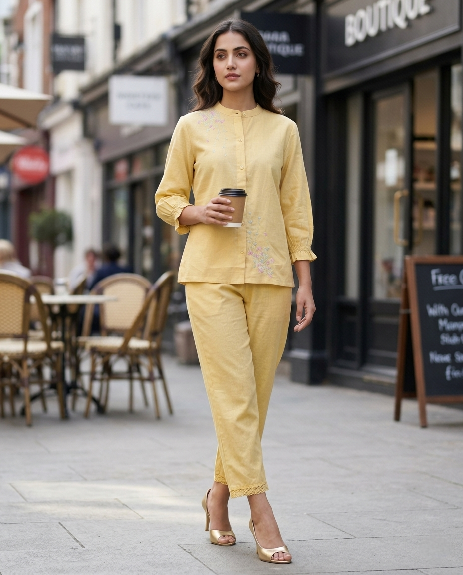 CLASSIC COMFORT YELLOW COTTON CORDSET