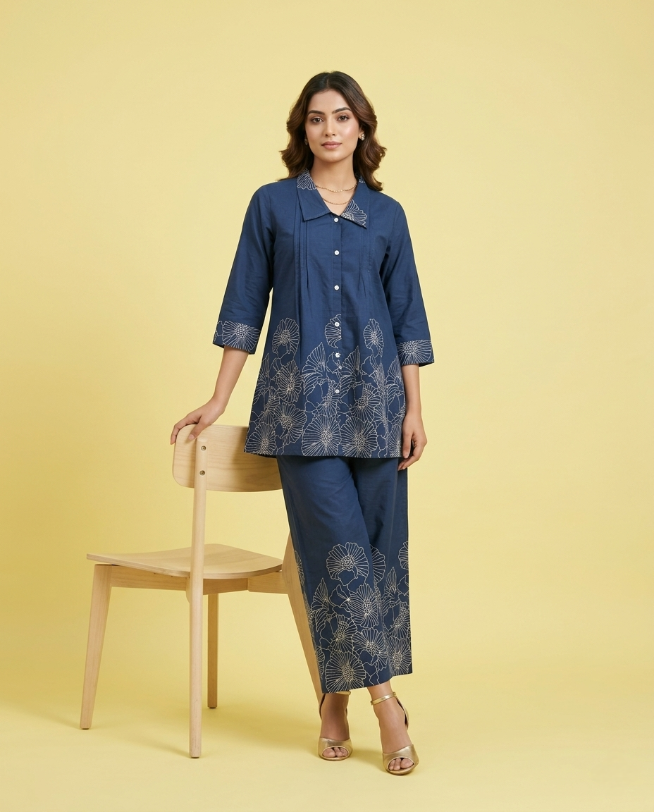 FLORA FLOW BLUE COTTON CORDSET