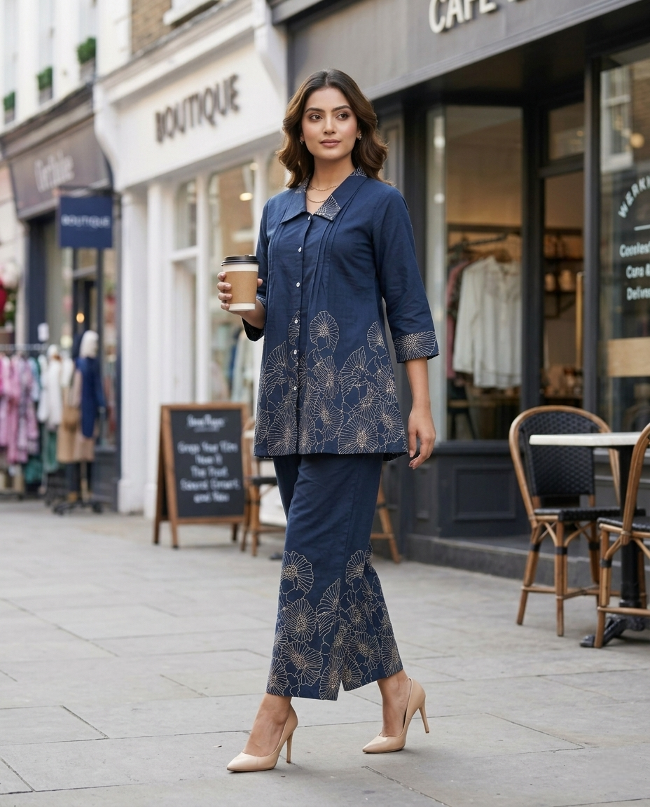 FLORA FLOW BLUE COTTON CORDSET