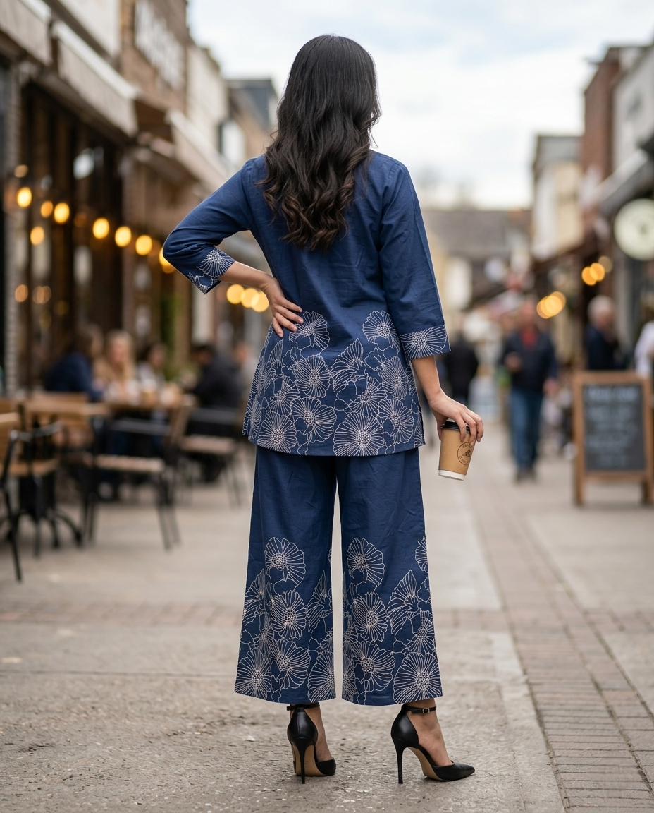 FLORA FLOW BLUE COTTON CORDSET