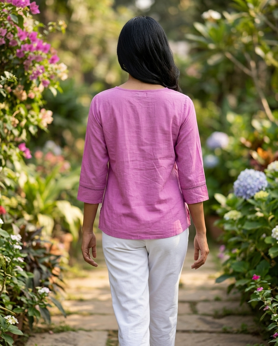THE ELARA LIGHT PURPLE COTTON  TOP