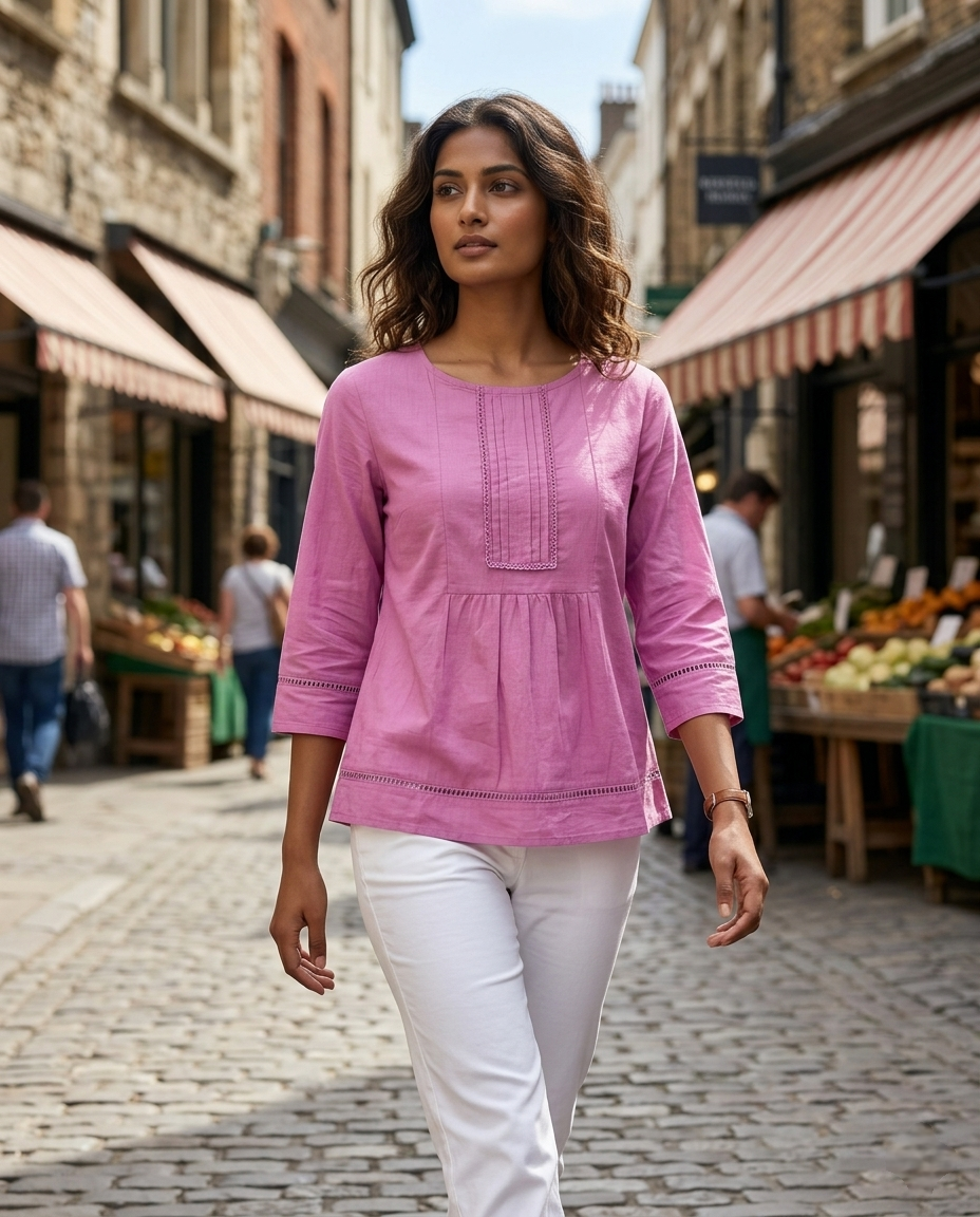 THE ELARA LIGHT PURPLE COTTON  TOP