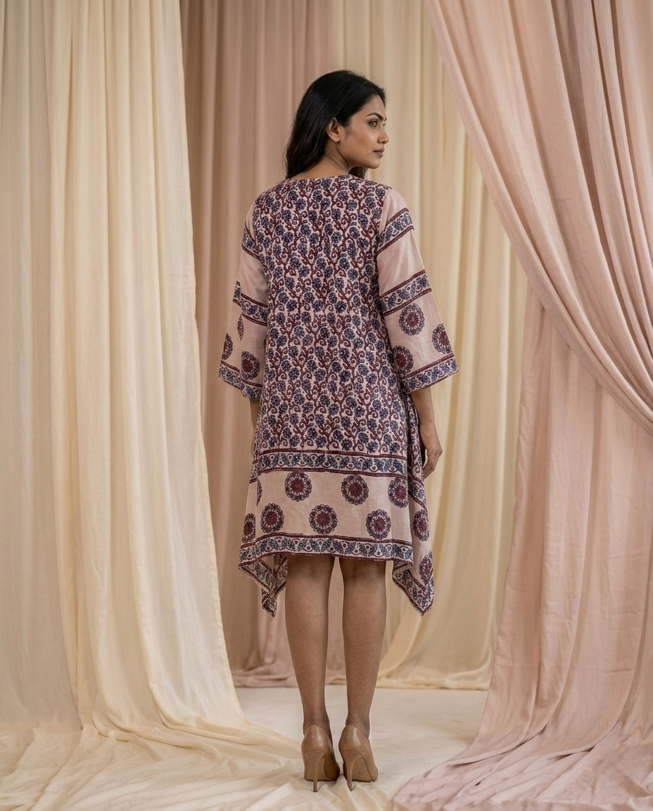 MOSAIC POINT MODAL BROWN AJRAKH KURTA (HANDBLOCK)