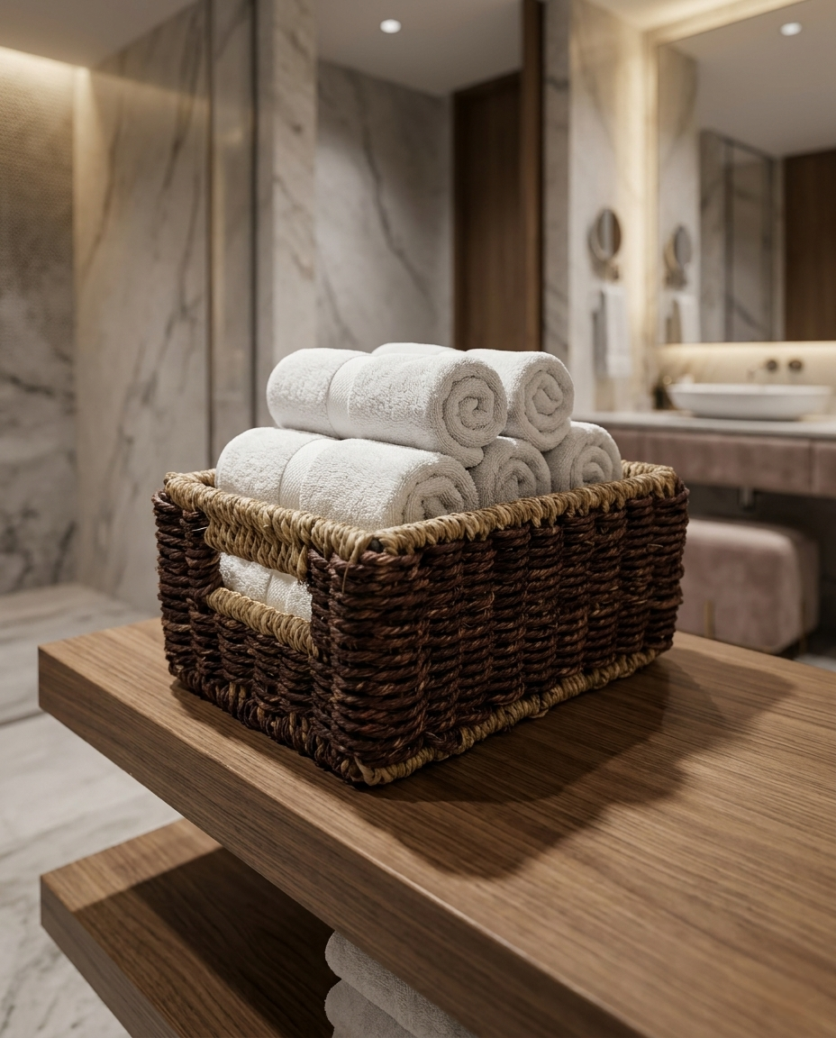 HANDMADE SABAI GRASS BROWN  TOWEL BASKET