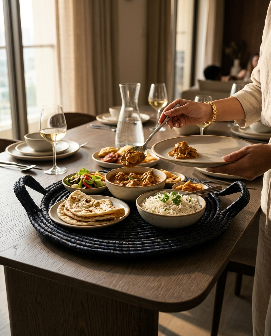 HANDMADE BLACK ROUND CENTRE PLATTER TRAY