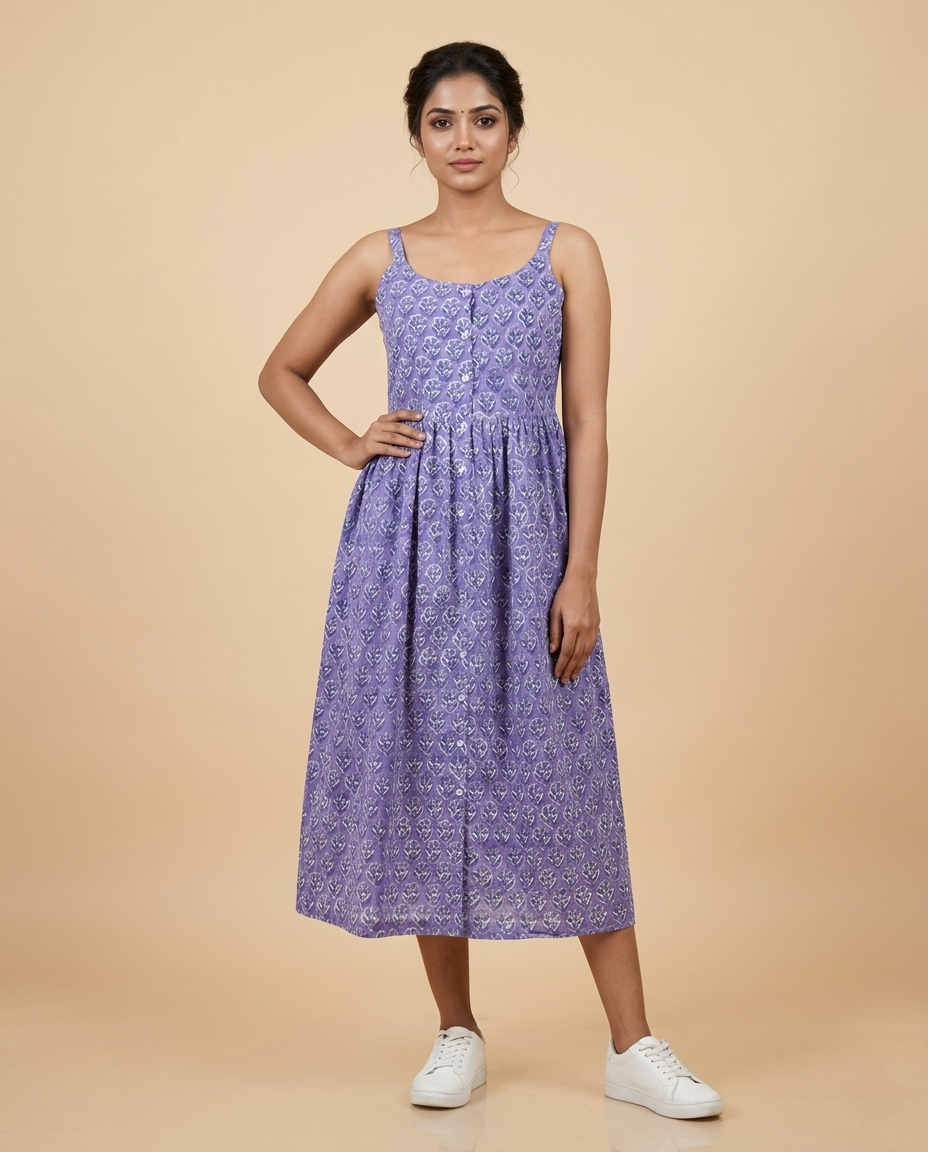 Button-Down Midi Dress (HANDBLOCK)