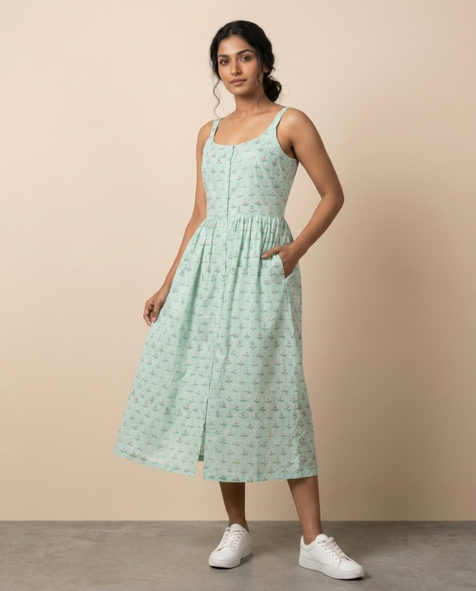 Button-Down Midi Dress (HANDBLOCK)