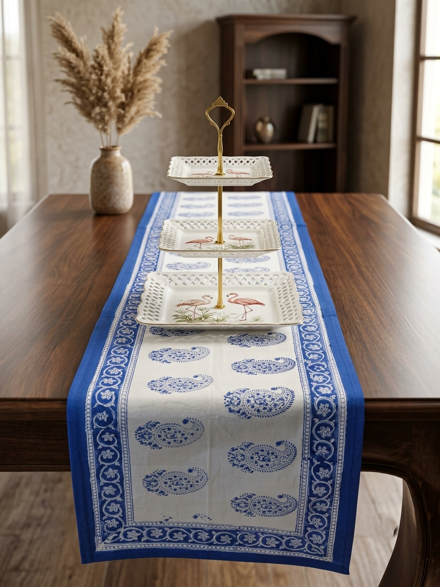 ROYAL BLUE PAISLEY TABLE RUNNER