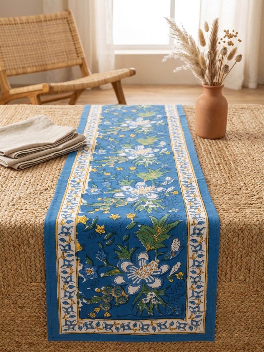 AZURE BLOSSOM TABLE RUNNER