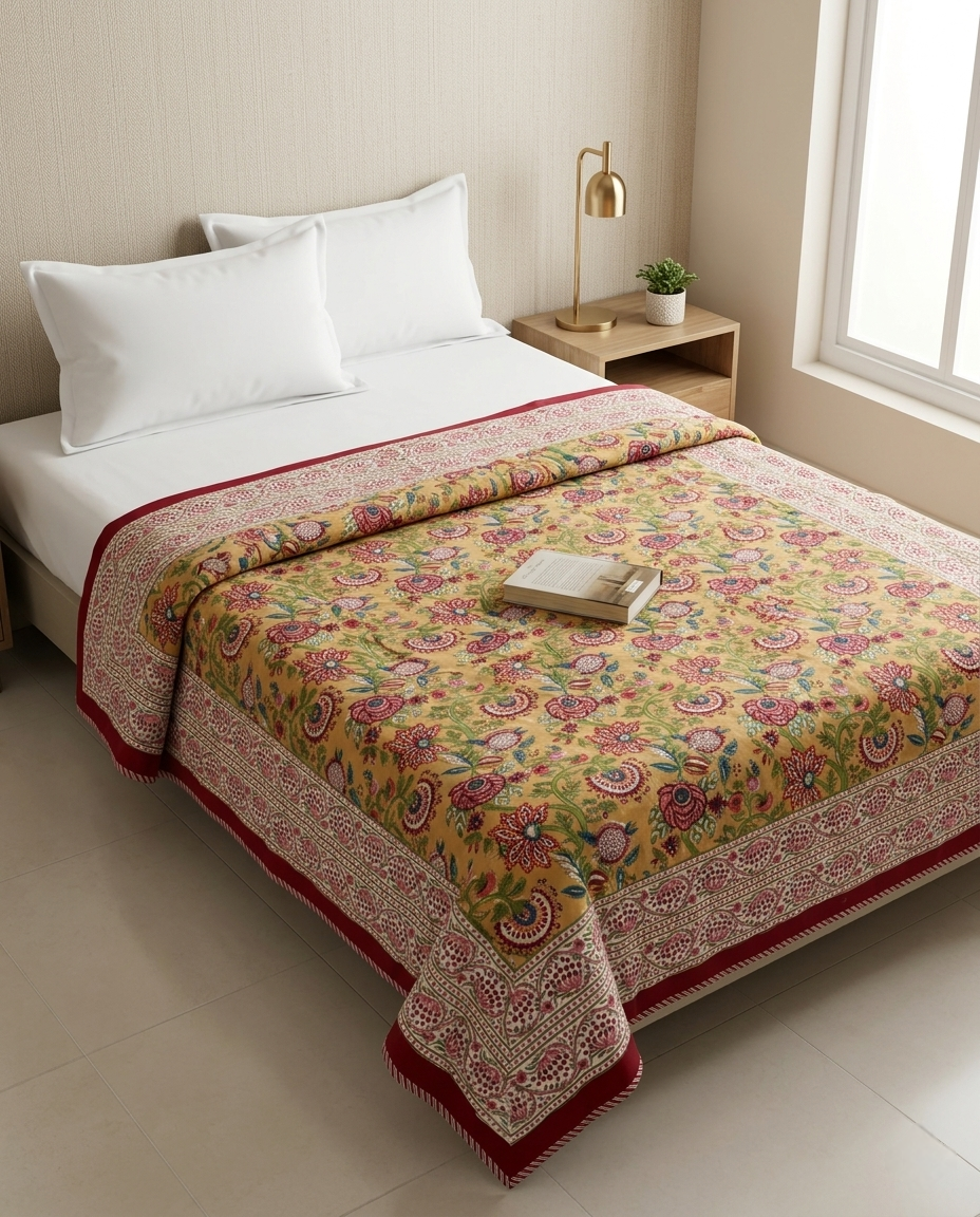 HEIRLOOM FLORAL REVERSIBLE SINGLE DOHAR PREMIUM COTTON