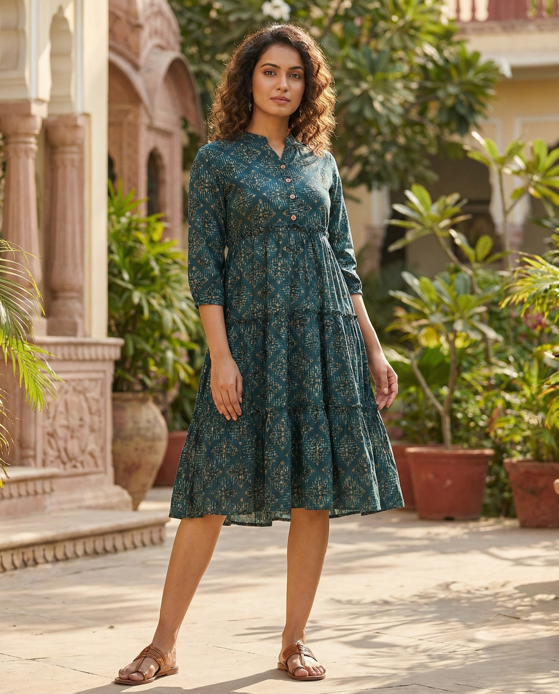Urban Rang Cotton Teal Blue Frock