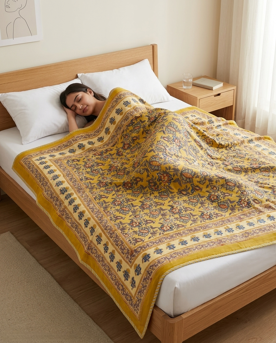 SUNLIT MEADOW REVERSIBLE SINGLE DOHAR PREMIUM COTTON