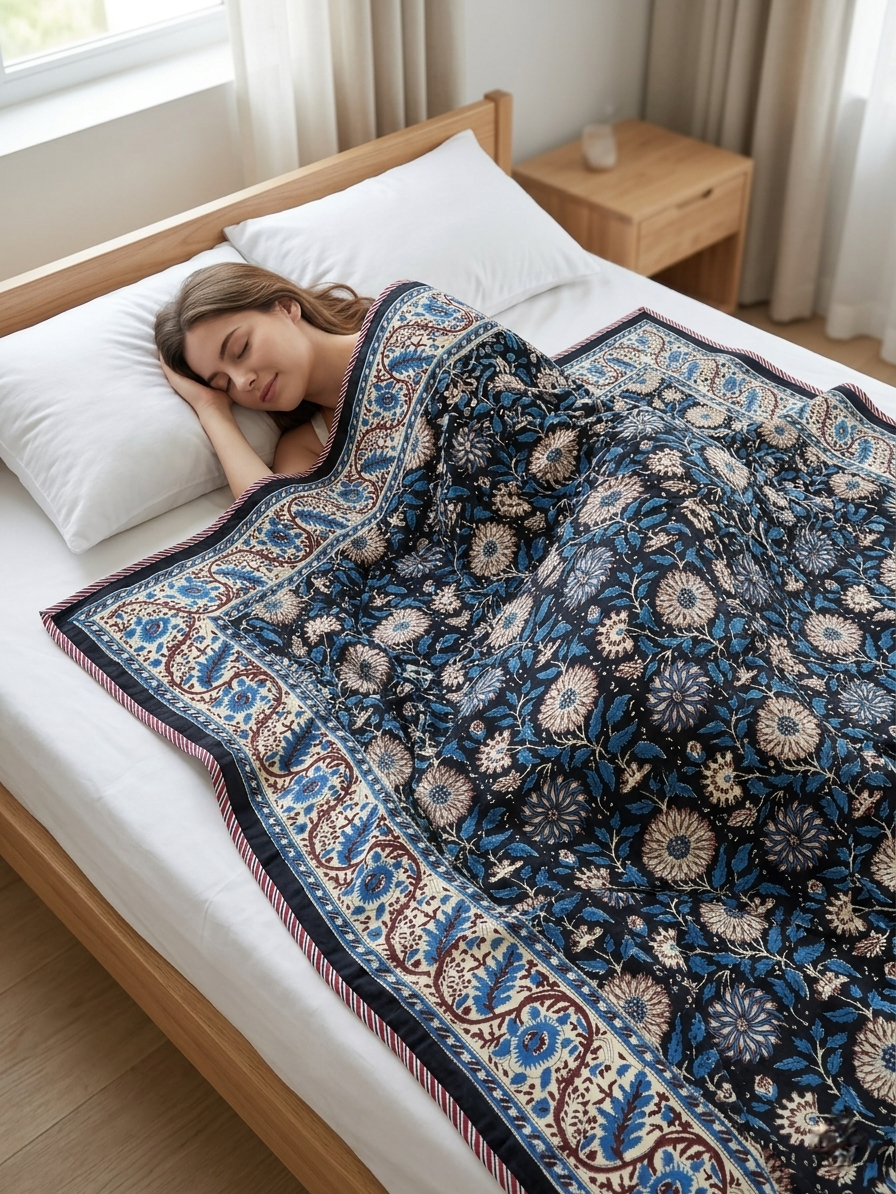 MIDNIGHT BLOOM REVERSIBLE SINGLE DOHAR PREMIUM COTTON