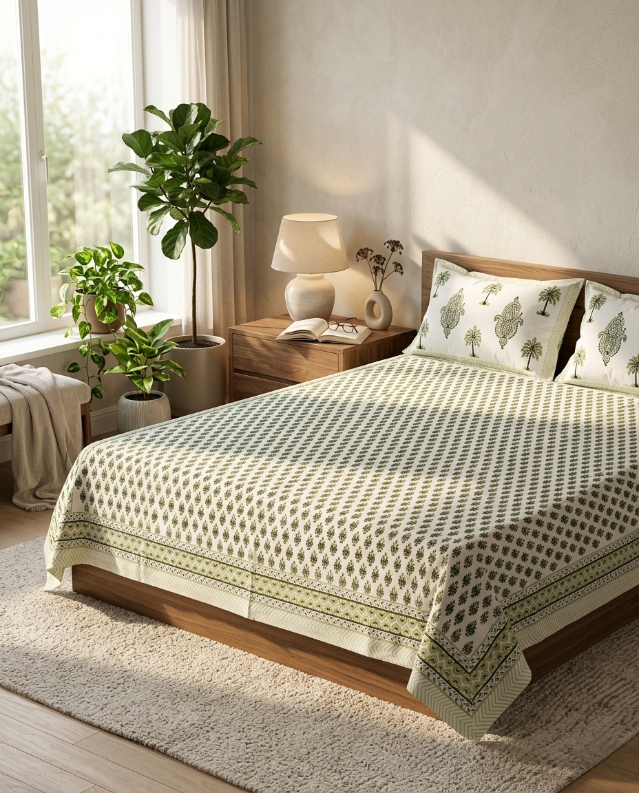 CLASSIC JAIPURI BUTI HAND BLOCK BEDSHEET PREMIUM COTTON