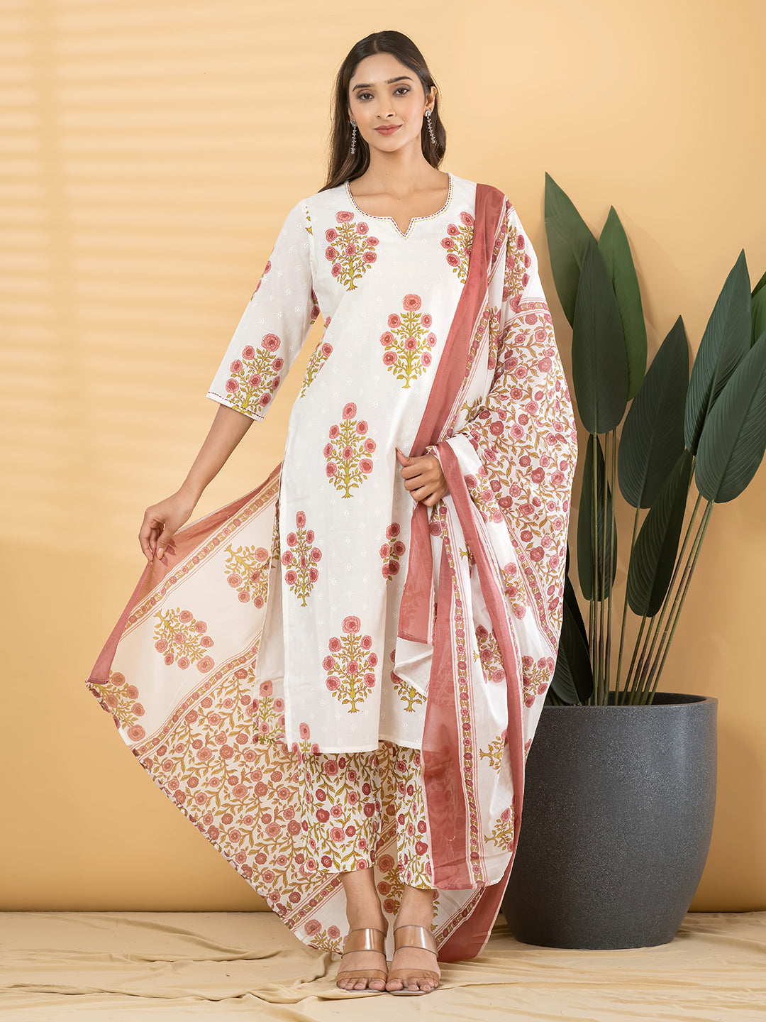 AARIKA FLORAL 3PC SET - IVORY PINK