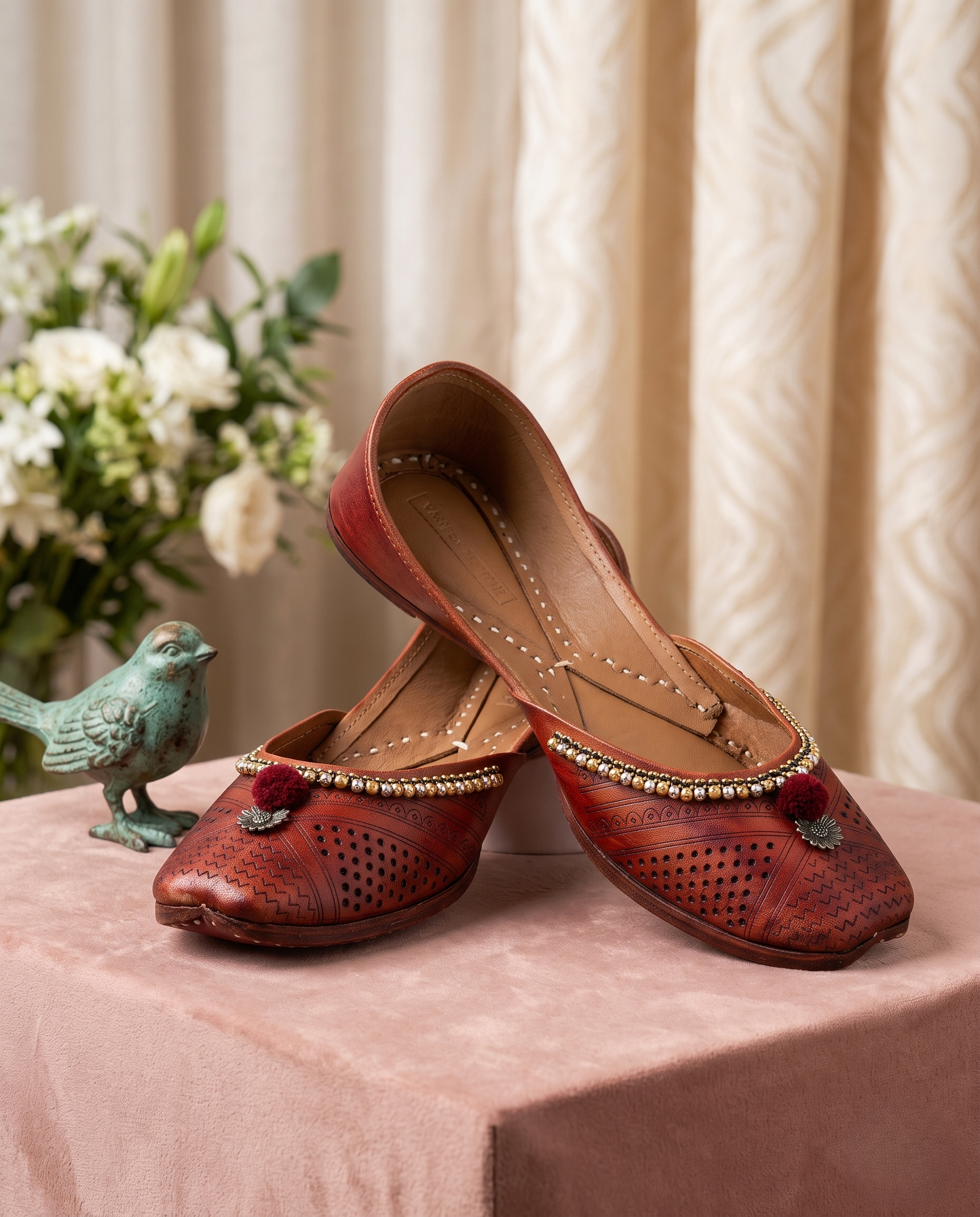 DUAL BOONDA  PURE LEATHER DARK BROWN HANDCRAFTED JUTTI
