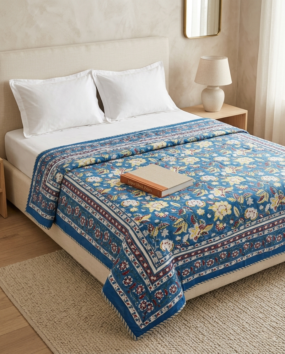 TEAL GARDEN REVERSIBLE SINGLE DOHAR PREMIUM COTTON