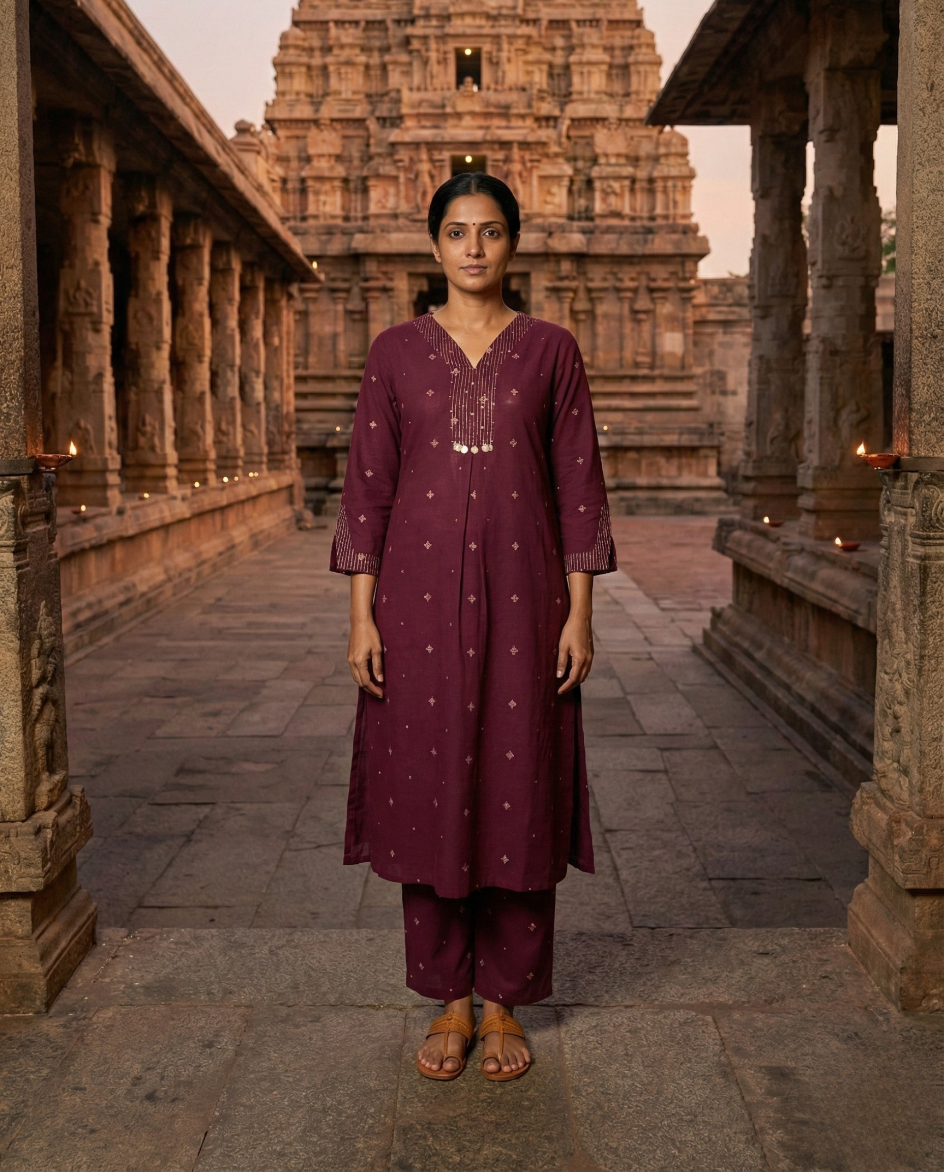 Deccan Weave South Cotton Wine KP Set