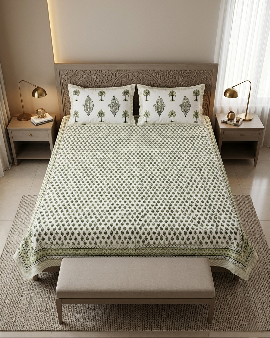 CLASSIC JAIPURI BUTI HAND BLOCK BEDSHEET PREMIUM COTTON