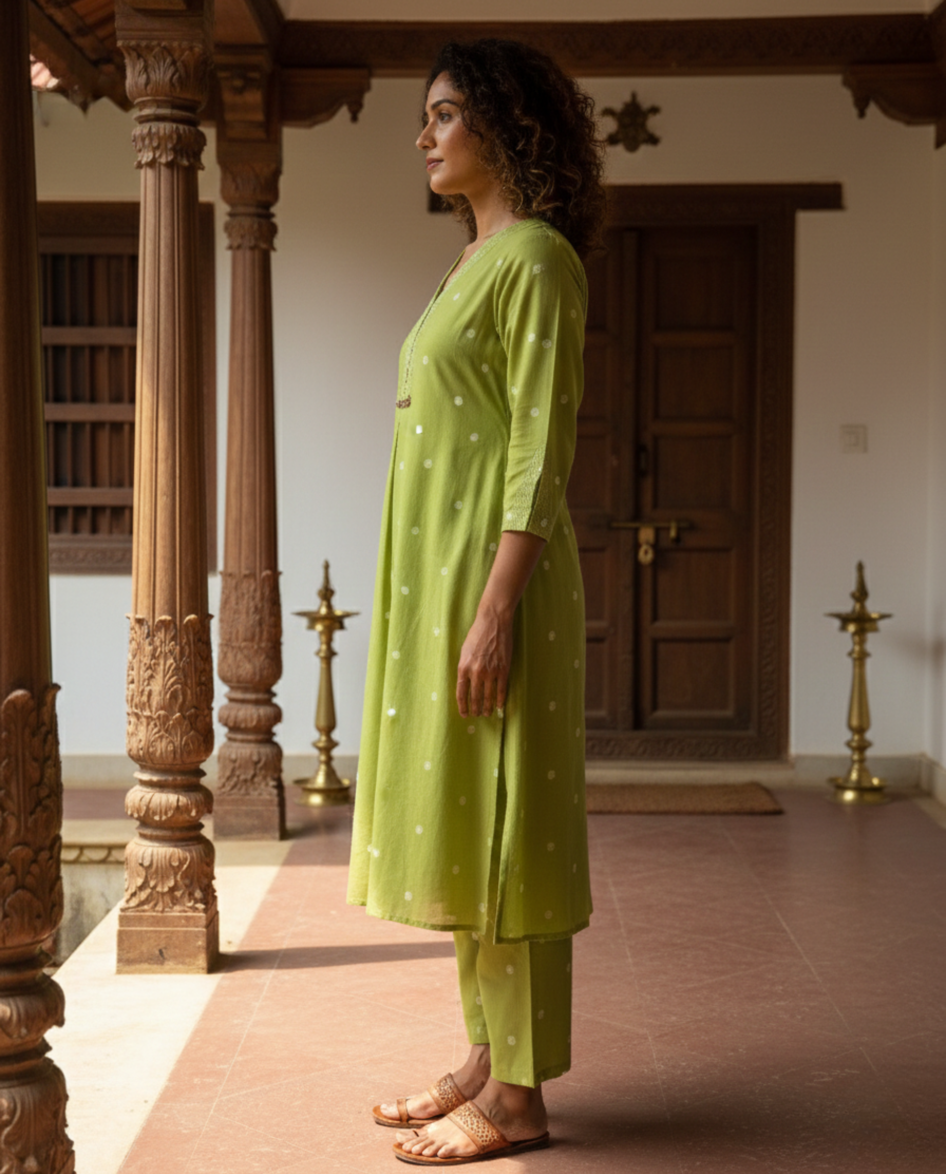 Deccan Weave South Cotton Parrot Green KP Set