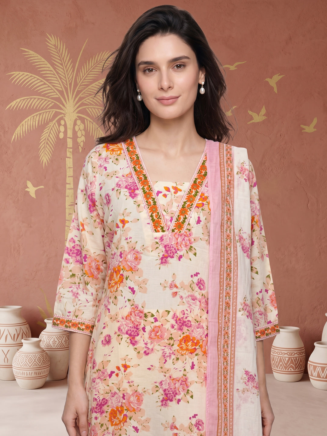 ELVIRA FLORAL PRINTED 3PC SET - BLUSH PINK