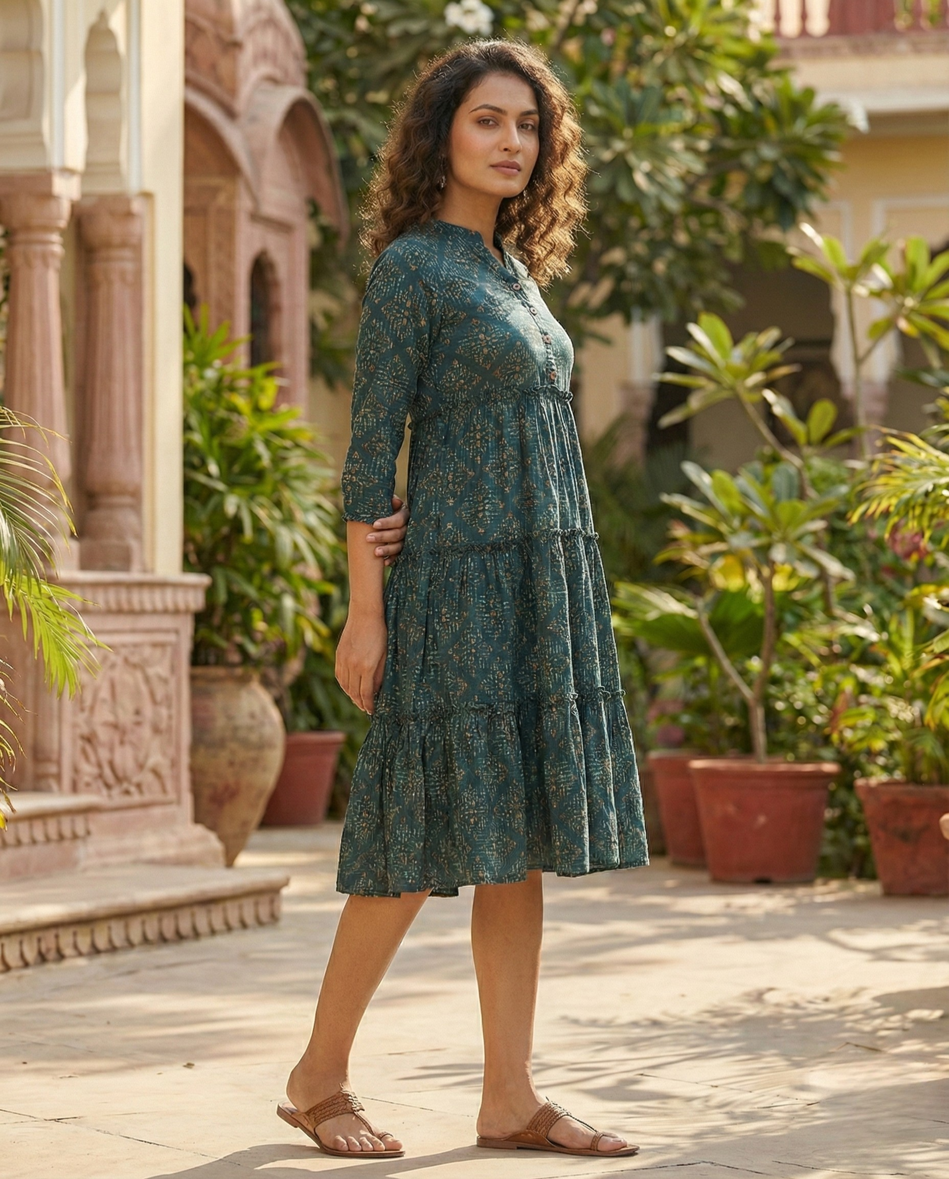 Urban Rang Cotton Teal Blue Frock