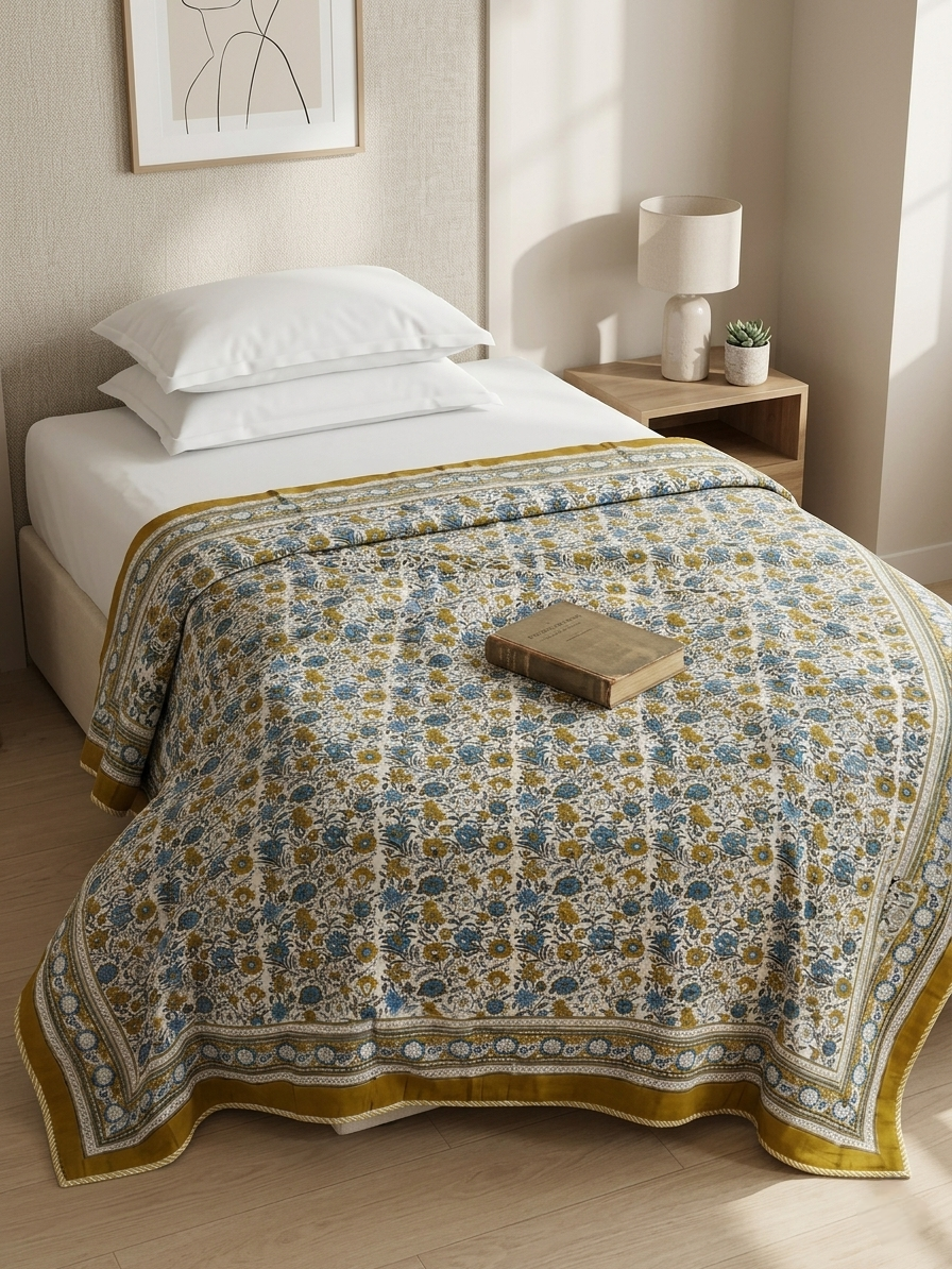 AMBER BLOOM REVERSIBLE SINGLE DOHAR PREMIUM COTTON