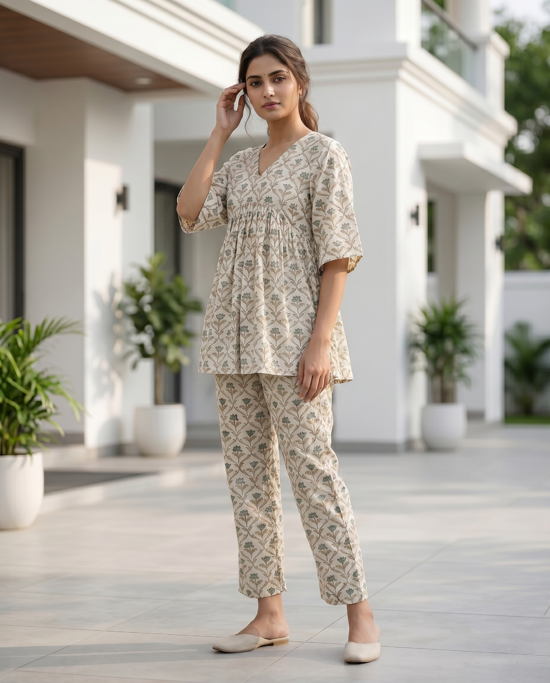 MEHER JHABLA CORD SET (HAND BLOCK)