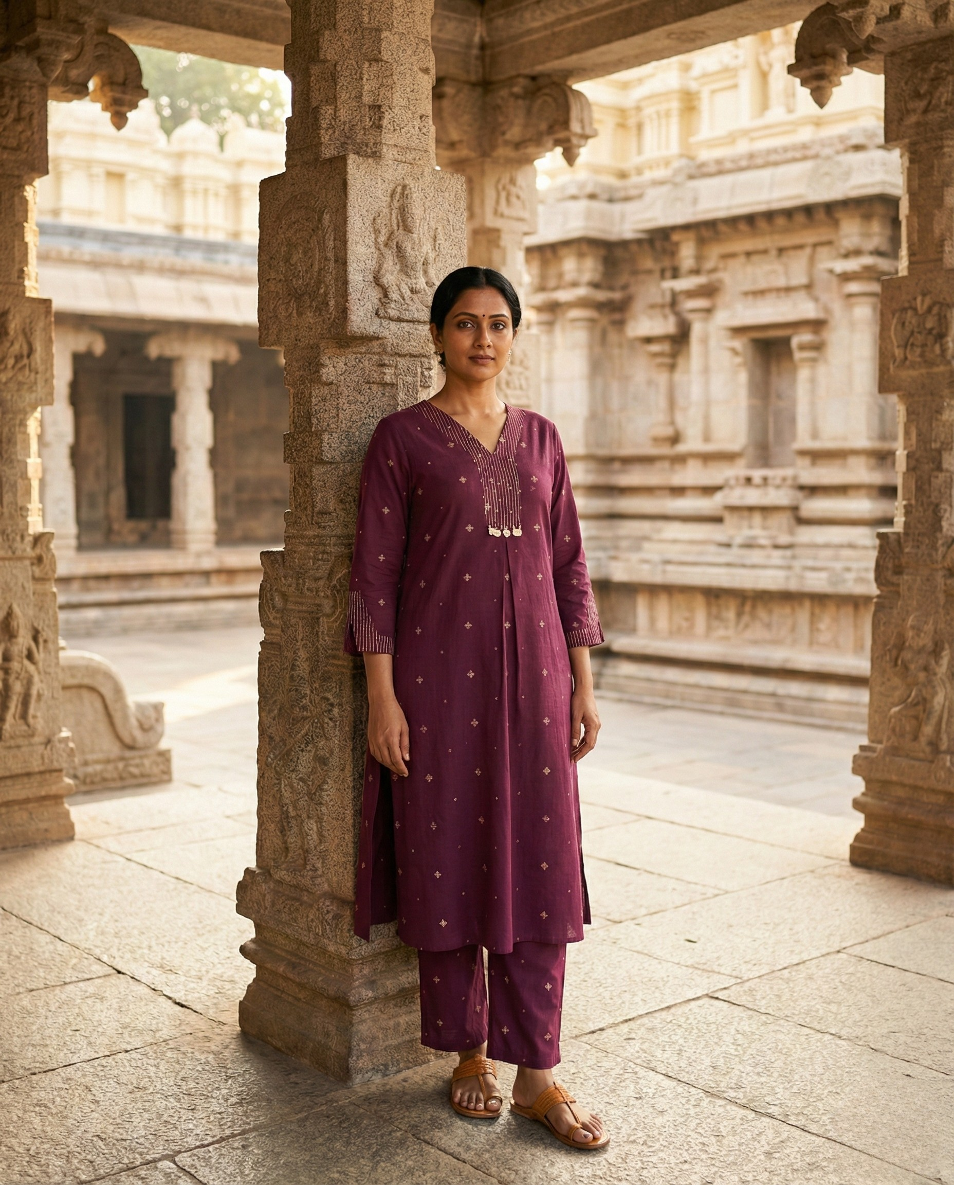 Deccan Weave South Cotton Wine KP Set