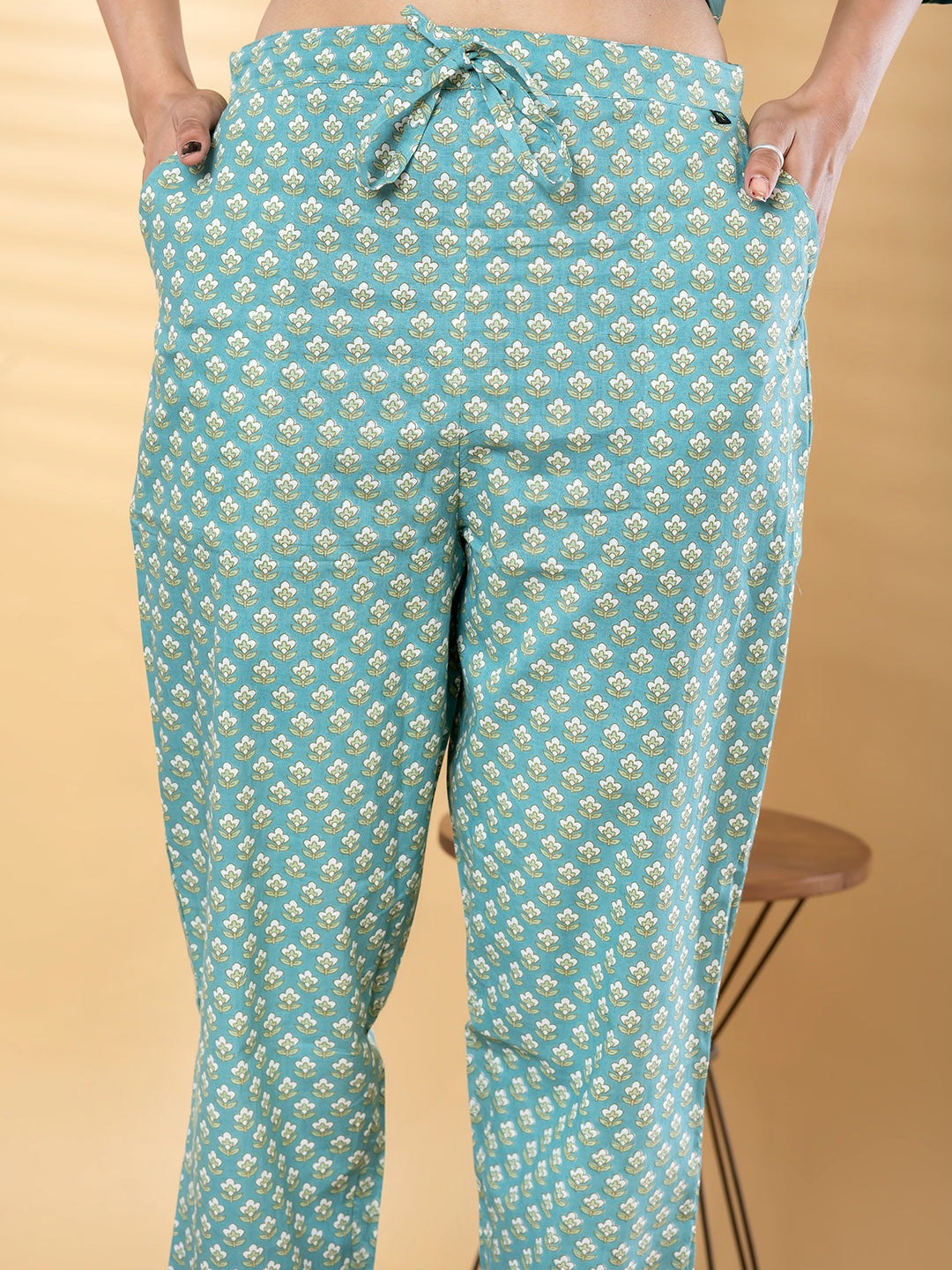 MEHER PRINTED 3PC SET - AQUA BLUE