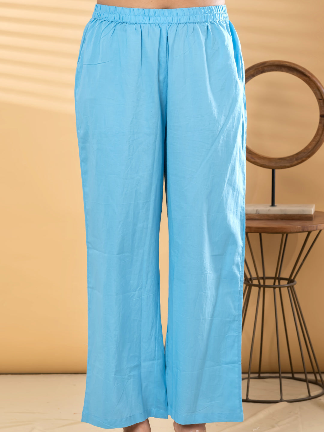 ZARIA FLORAL EMBROIDERED 3PC SET - SKY BLUE