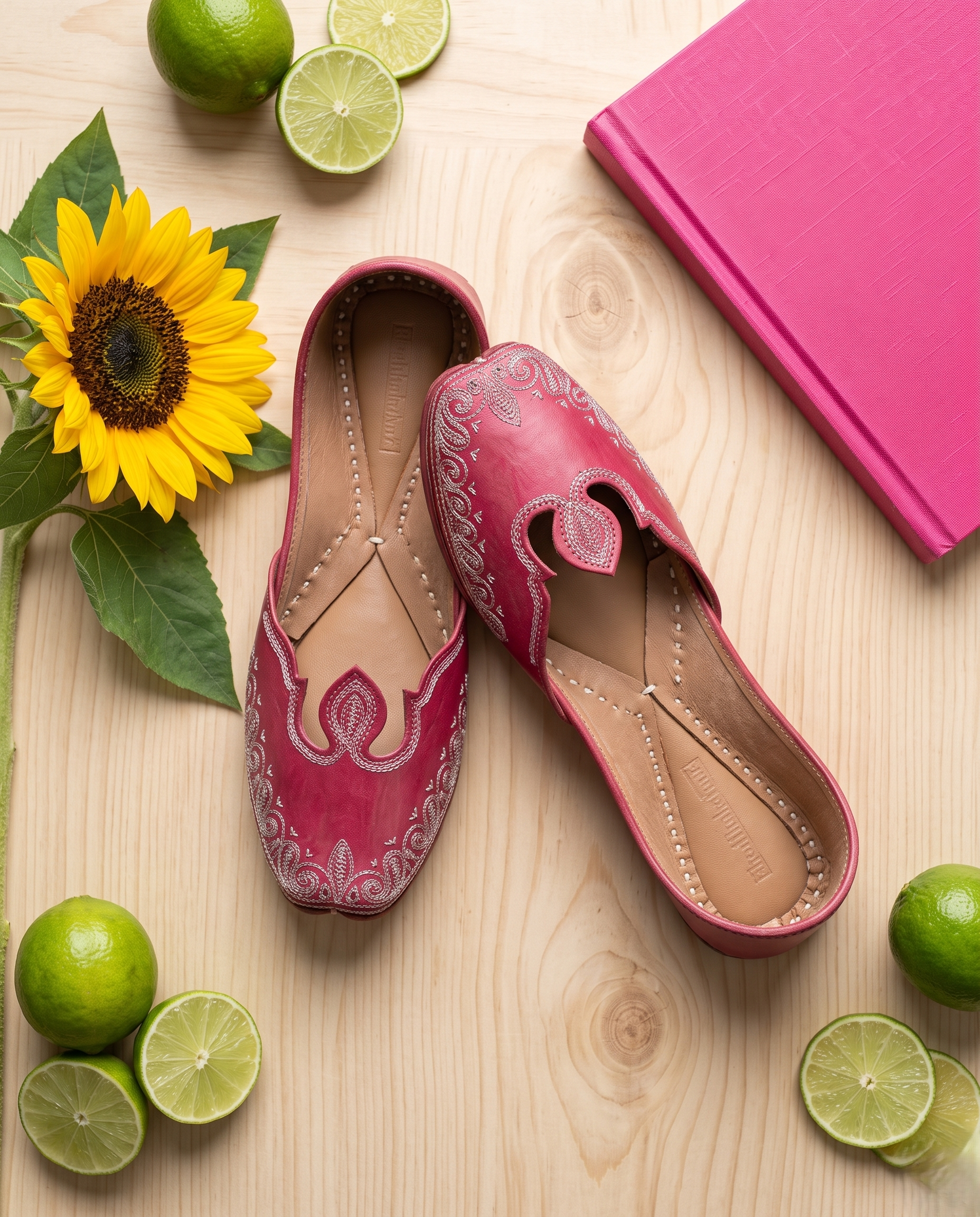 ROSEATE THREAD PURE LEATHER PINK HANDCRAFTED JUTTI
