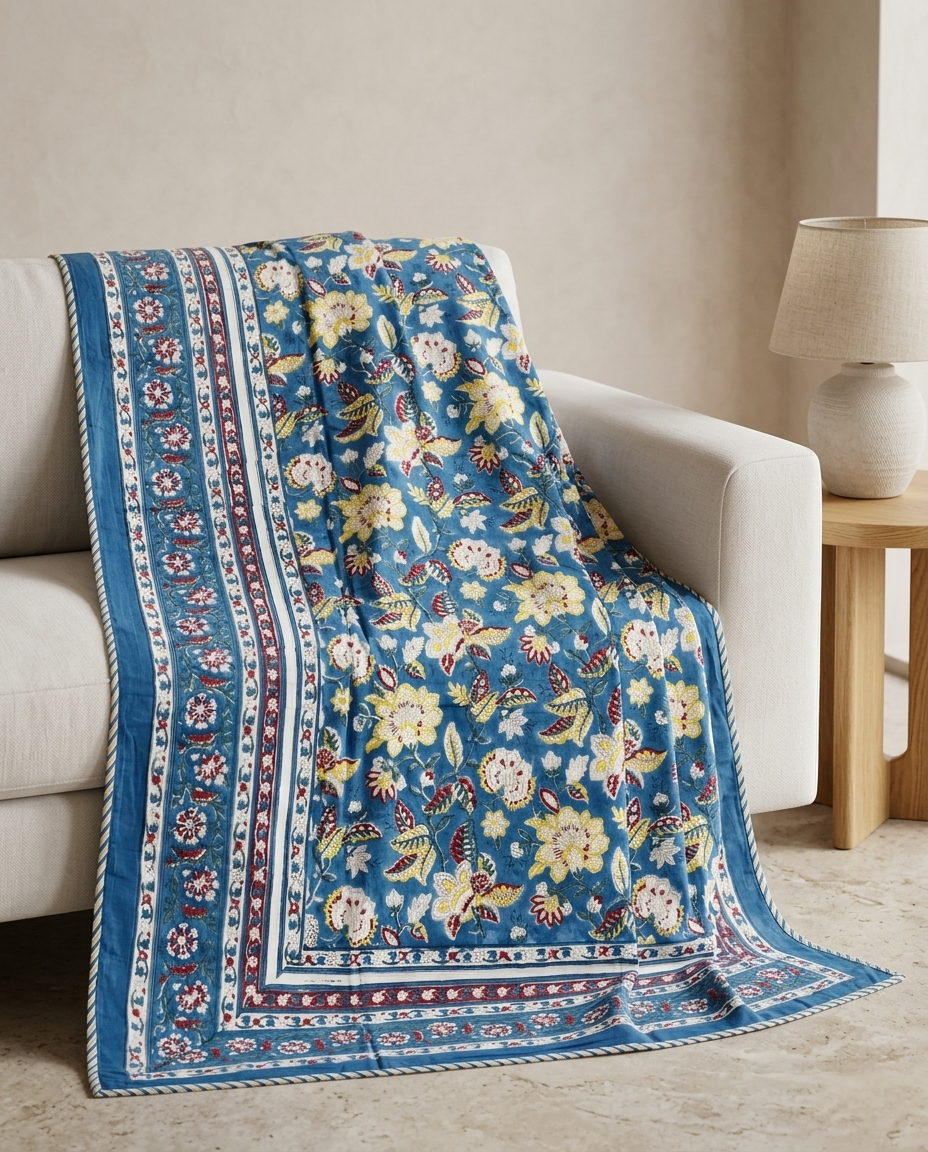 TEAL GARDEN REVERSIBLE SINGLE DOHAR PREMIUM COTTON