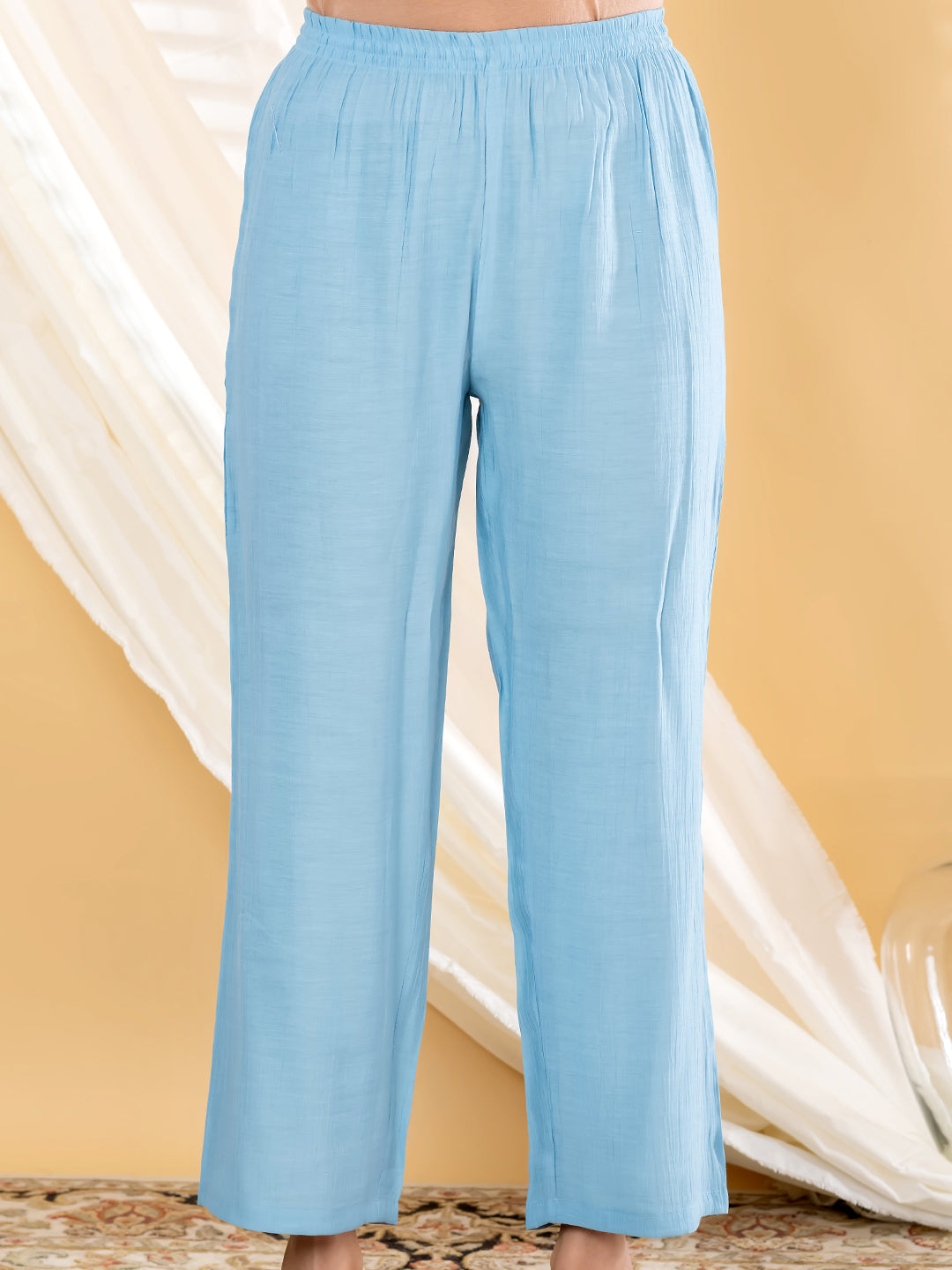 Rosalie Bloom Embroidered 3Pc Set – Powder Blue