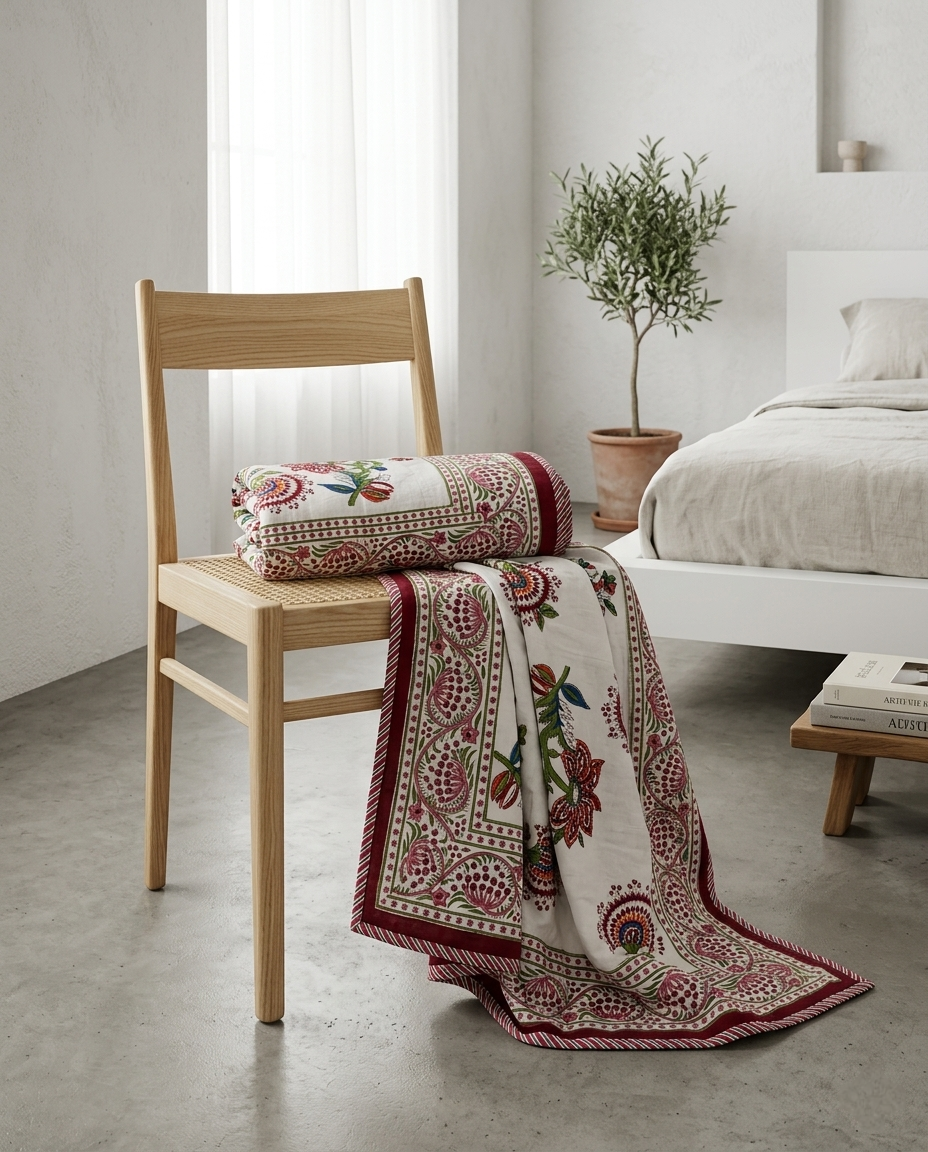 HEIRLOOM FLORAL REVERSIBLE SINGLE DOHAR PREMIUM COTTON