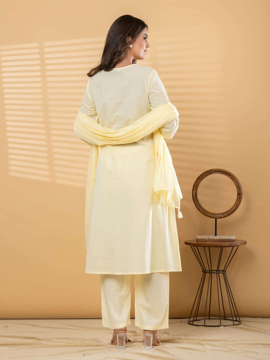 LUMIRA FLORAL EMBROIDERED 3PC SET - BUTTER YELLOW