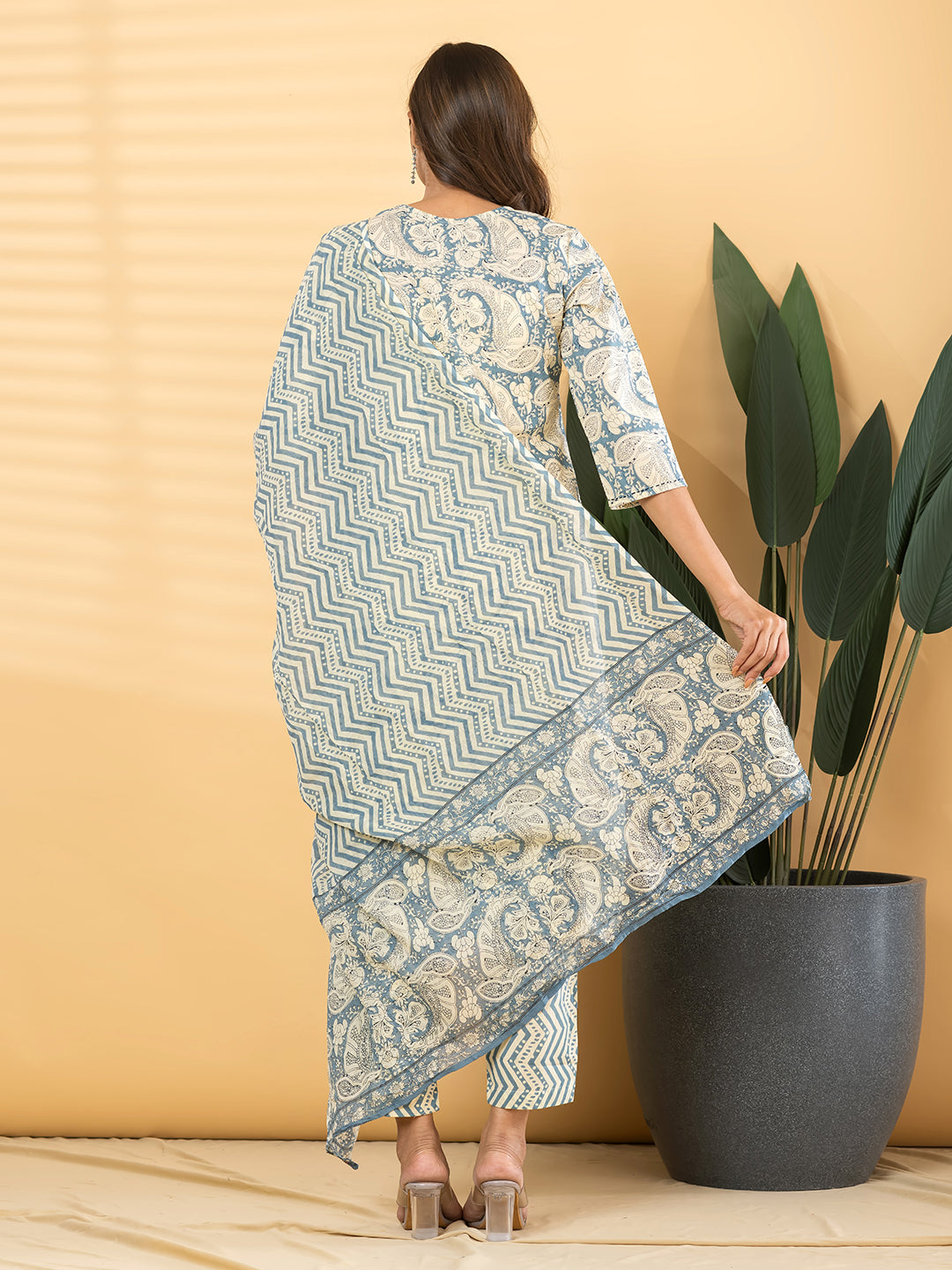 VIRENZA PAISLEY PRINTED 3PC SET - POWDER BLUE